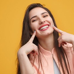 Lady shows off pretty smile